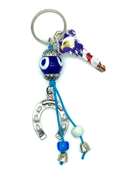 Horse Sho Keychain Dangle Beads Lucky Eye #1202