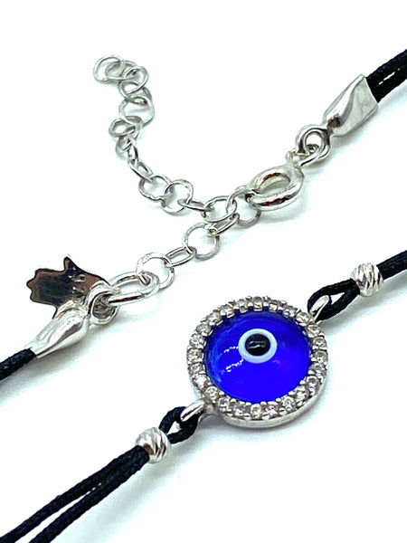 925 Sterling Silver Black String Bracelet  #90036