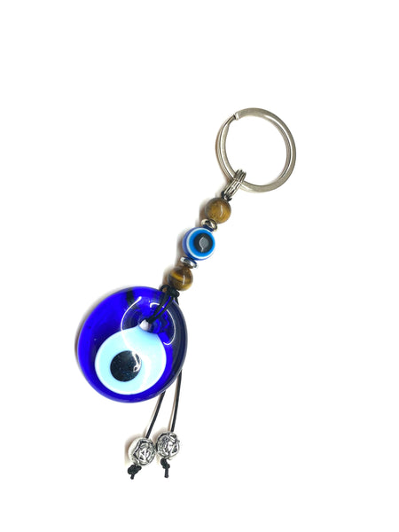 Evil Eye Tiger Eye Bead KeyChain #1015