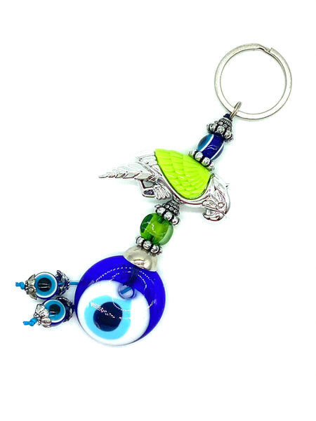 Turkish Evil Eye Parrot Keychain #1305