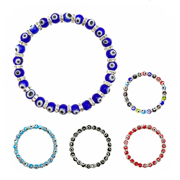 6mm Bead Classic Evil Eye  Bracelet  #2281-2285