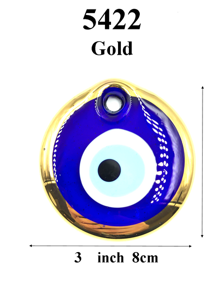 Gold Trim Glass Evil Eye