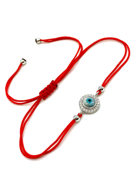 925 Sterling Silver  Red String Mother of pearl Bracelet #90055