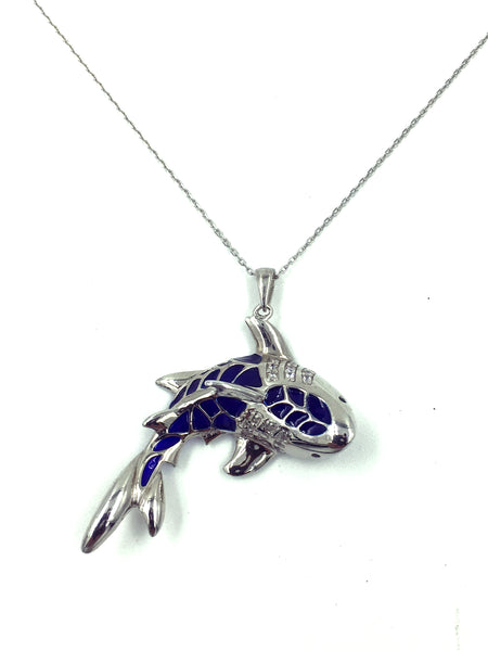 925  Sterling Silver Shark Necklace & Pendant #9678