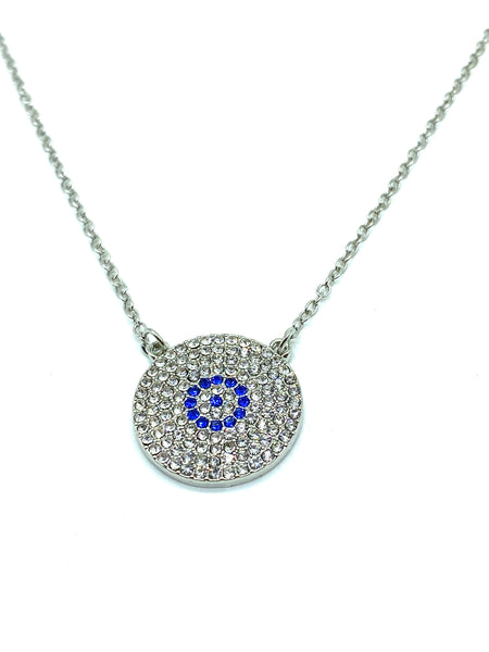 Crystal Medallion  Evil Eye Necklace #3710