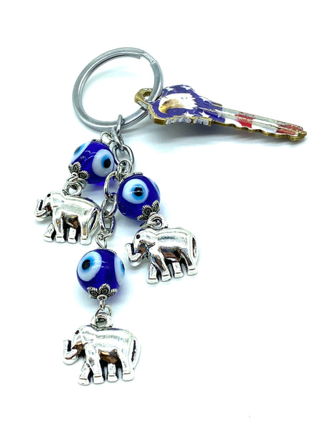 Evil Eye Elephant Key Chain  #1293