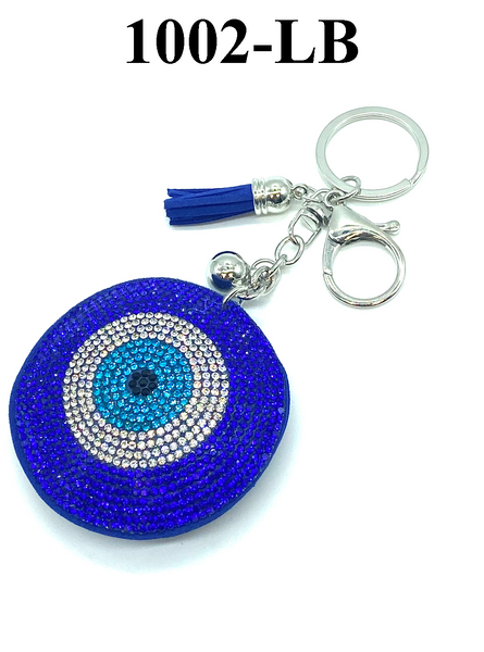 Blue Evil Eye Puffy Key Chain Purse Charm Handbag Accessory#1002
