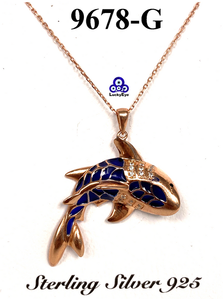 925  Sterling Silver Shark Necklace & Pendant #9678