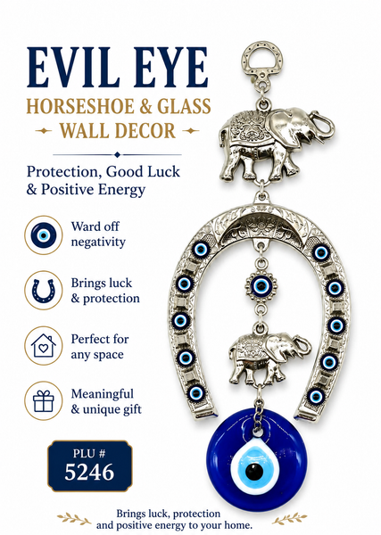 Evil Eye Horseshoe & Glass Evil Eye Wall Decor #5246