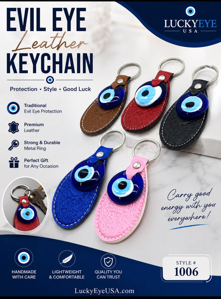 Evil Eye Leather Key chain # 1006