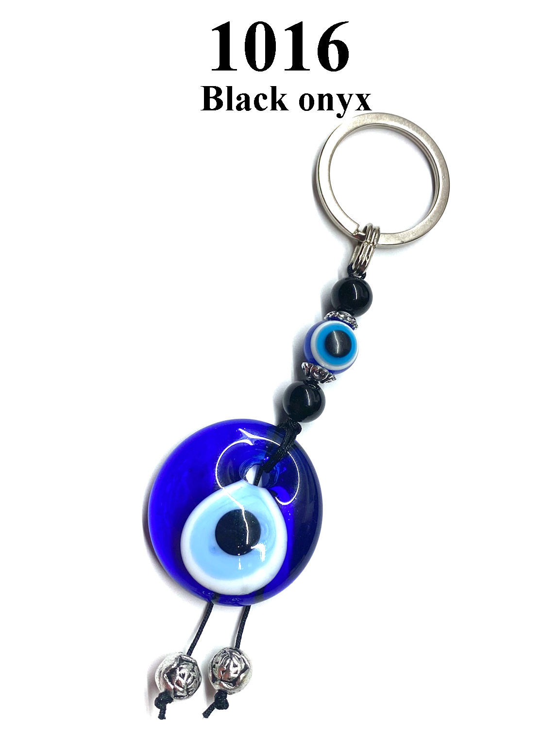 Evil Eye Black Onyx Bead KeyChain #1016