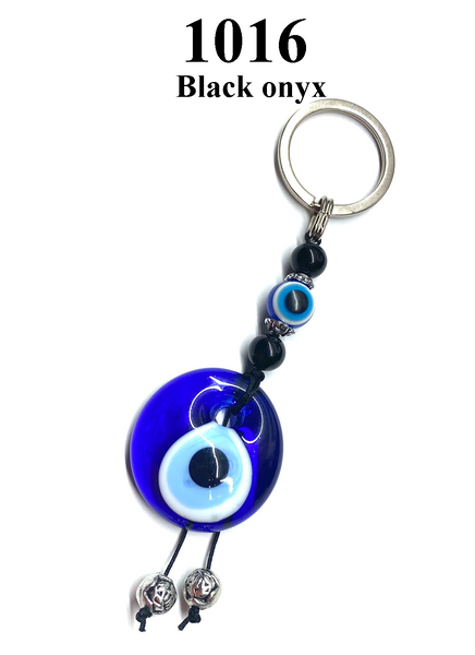 Evil Eye Black Onyx Bead KeyChain #1016
