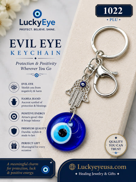Lucky Hamsa Keychain Evil Eye Keyring #1022