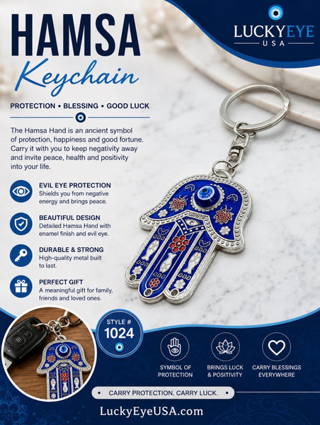 Evil Eye Hamsa Keychain Hand of Fatima #1024