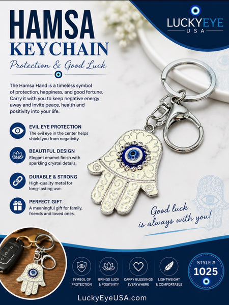 Evil Eye Hamsa Hand Key Chain #1025