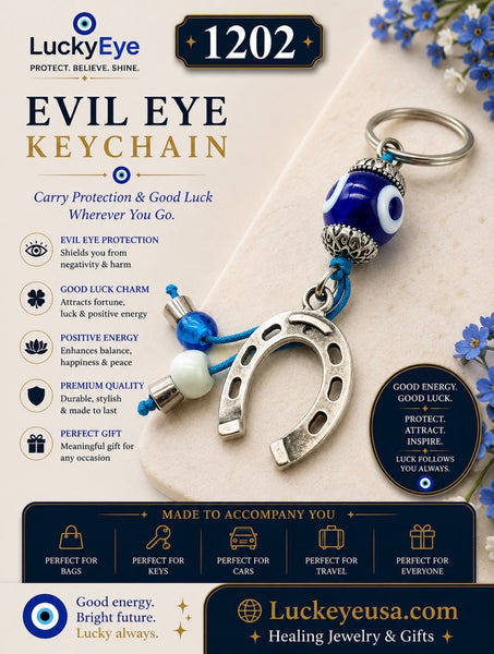 Horse Sho Keychain Dangle Beads Lucky Eye #1202