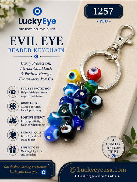 Protection Evil Eye Glass Eye Bead Keychain  #1257