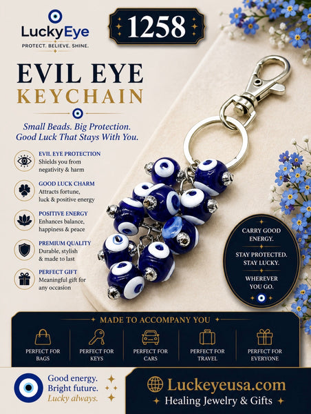 Evil Eye Glass Eye Bead Keychain  #1258
