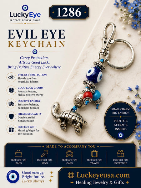 Evil Eye Turtle Eye Bead Keychain   #1286