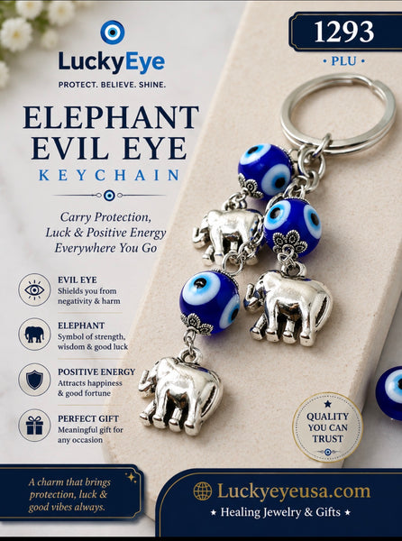 Evil Eye Elephant Key Chain  #1293