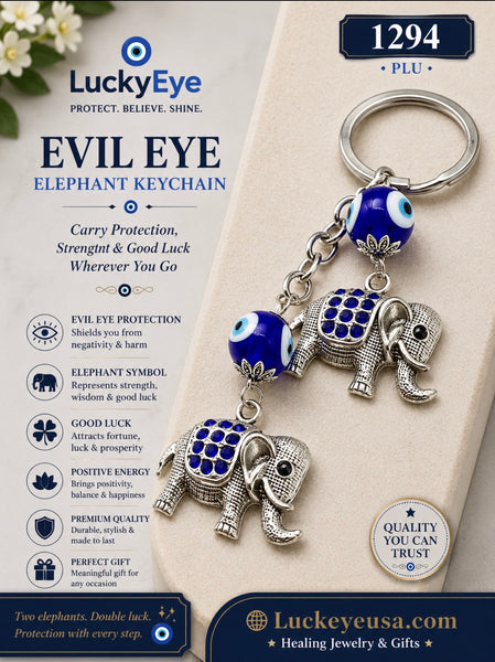 Evil Eye Elephant Key Chain  #1294
