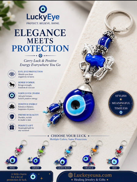 Turkish Evil Eye Horse Keychain #1301
