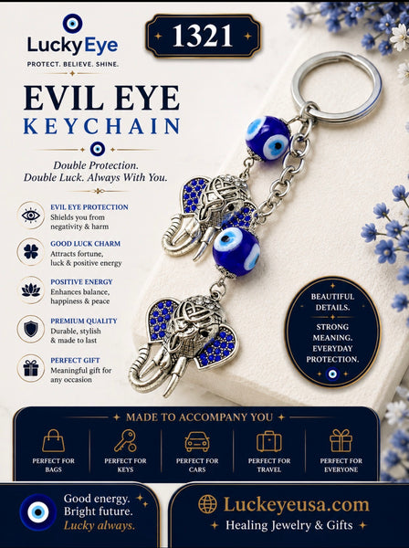 Evil Eye Elephant Key Chain  #1321