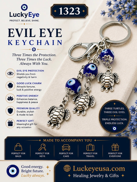 Evil Eye Glass with turtle key chain #1323