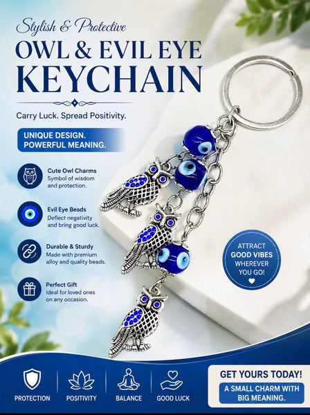 Evil Eye Owl Keychain  #1324