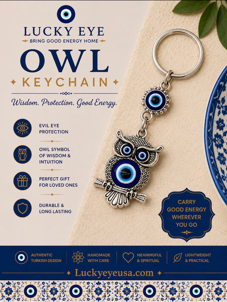 LuckyEye Owl Sitting on a Branch Key Chain  #1344