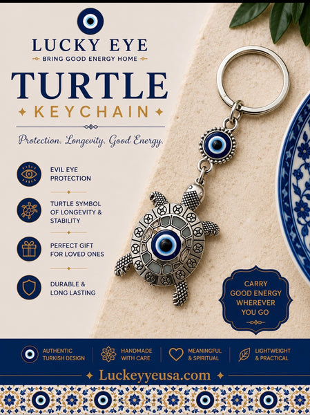 LuckyEye Silver Turtle Key Chain #1345