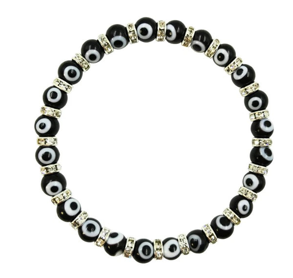 6 mm Blue Glass Evil Eye  Bracelet #2284