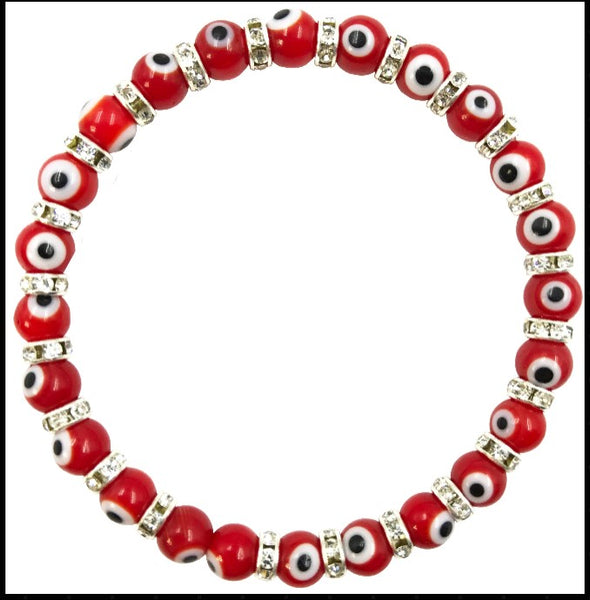 6 mm Blue Glass Evil Eye  Bracelet #2285