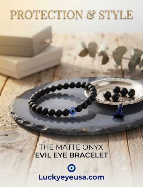 Black Bead 6 mm Evil Eye Bracelet #2287