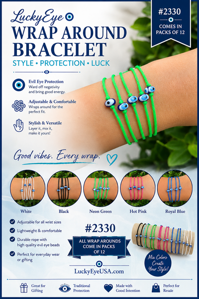 Rope Evil Eye Wrap Around Bracelet #2330
