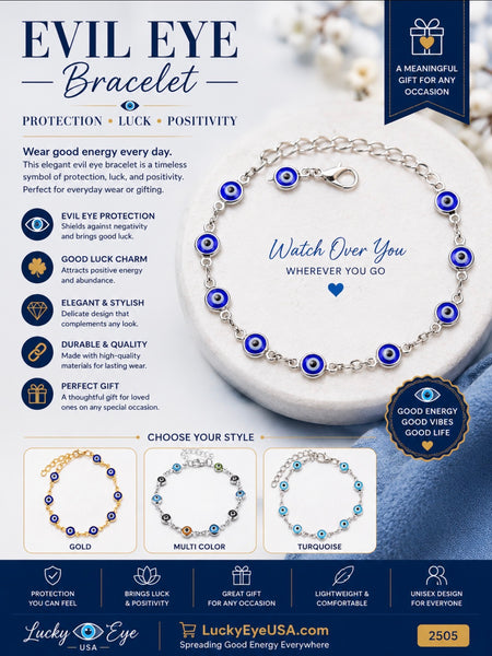 Evil Eye Gold and Silver Plated Bracelets #2505