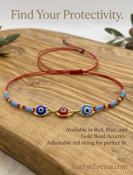 Evil Eye Small Beaded with crystal eye Bracelet #2613