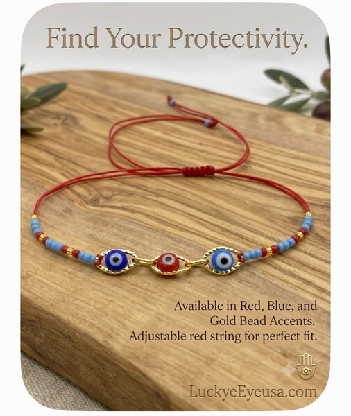 Evil Eye Small Beaded with crystal eye Bracelet #2613