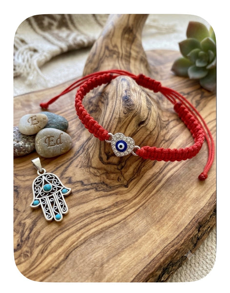MacromeEvil Eye Bracelet Silver Heart Charm #2635
