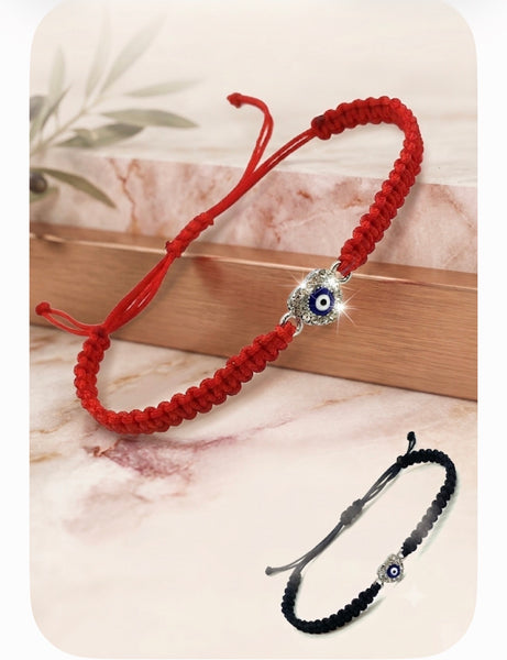 MacromeEvil Eye Bracelet Silver Heart Charm #2635