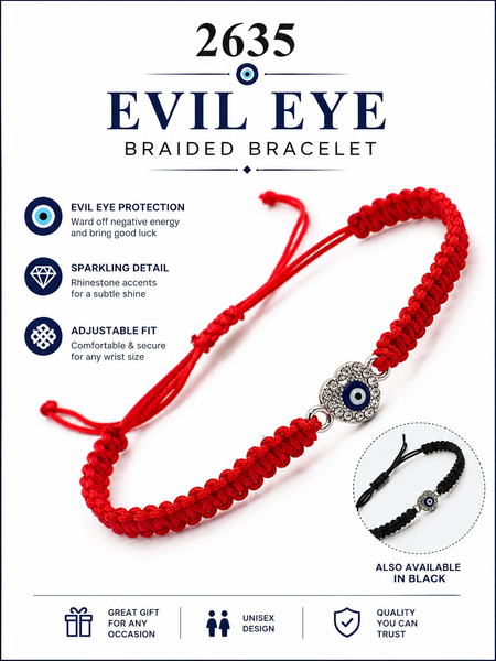 MacromeEvil Eye Bracelet Silver Heart Charm #2635