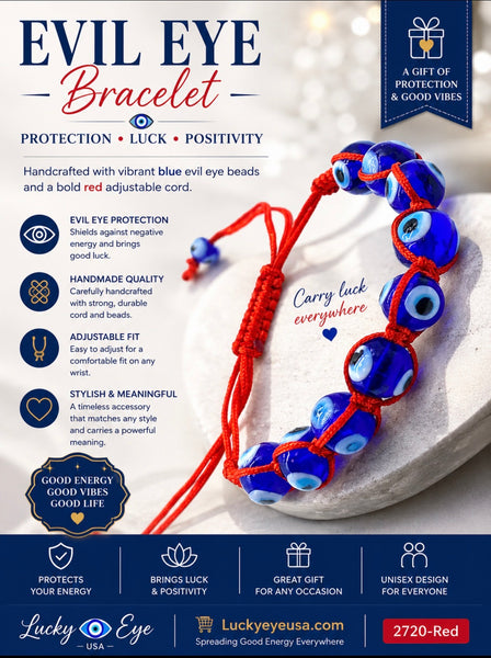 Blue Glass Evil Eye Rope Bracelet #2720
