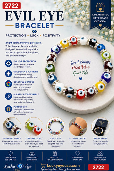 multi color evil eye  10 mm Glass Brad #2722