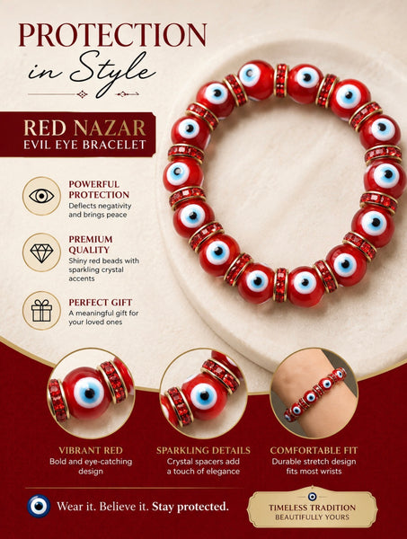 Red evil eye  10 mm Glass Brad #2724