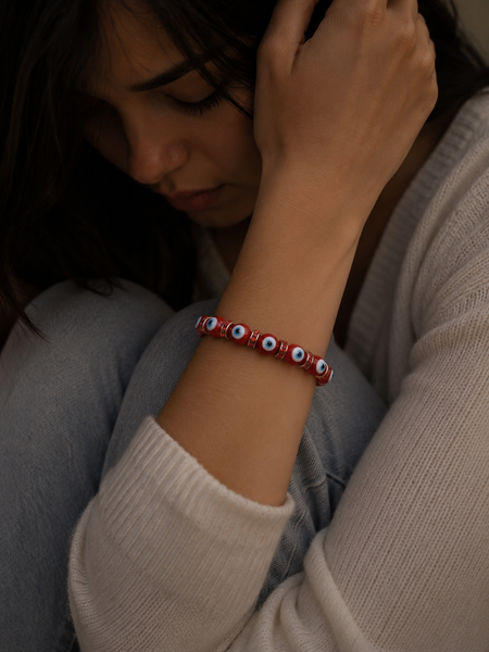 Red evil eye  10 mm Glass Brad #2724