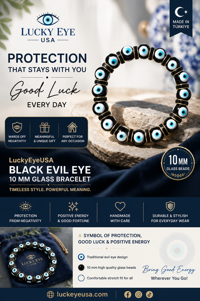 Black evil eye  10 mm Glass Brad #2725