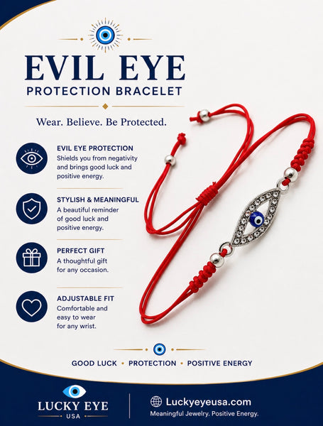 Evil Eye with Crystals Adjustable LuckyEye Bracelet #2800