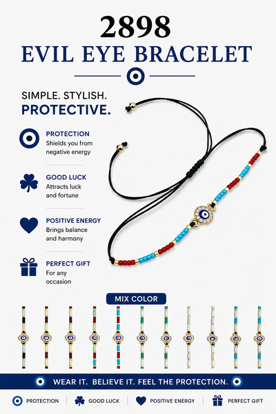 Evil Eye Small Beaded with crystal eye Bracelet #2898