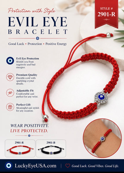 MacromeEvil Eye Bracelet Silver Round Charm #2901