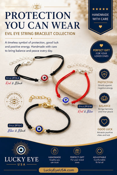 Small Evil Eye Rope Bracelet #2910-GBB